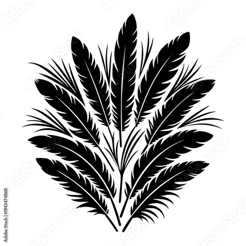 plumas, penacho, árbol, vector, hojas, fábrica, naturaleza, designio, silueta, dechado, floral, ilustración, sucursal, trigo, arte, flor, decoraciones, césped, verano, bambus, verde, nativo, granito, 