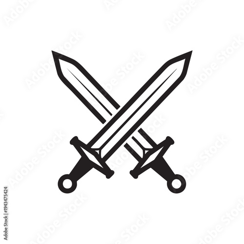 Medieval swords crossed in a bold icon design for historical or fantasy themes.
