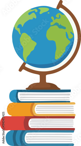 globe and books icon learning icon 