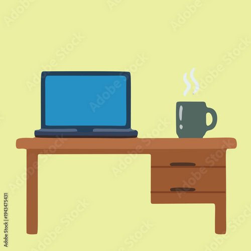 chill illustration of office desk