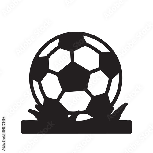 Elegant monochromatic emblem of a soccer ball grounded in turf, celebrating the universal spirit of sport and competition