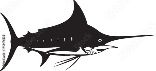Blue Marlin Swordfish Jumping Illustration Vector