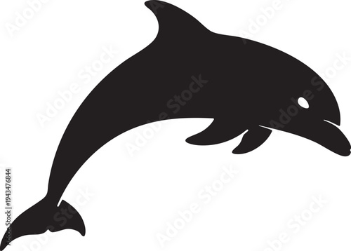 Leaping Dolphin Silhouette: Minimalist Marine Life Vector and Ocean Animal Icon