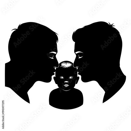 Silhouette of a child between arguing parents.