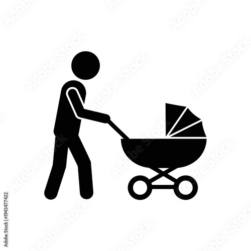 A man pushing a baby stroller.