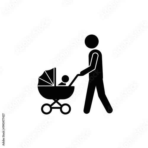A man pushing a baby stroller.