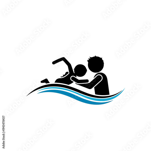 Silhouette of a man helping a child.