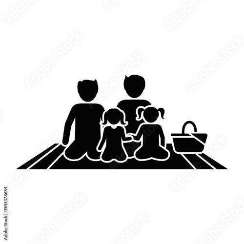 Family picnic with children outdoors.