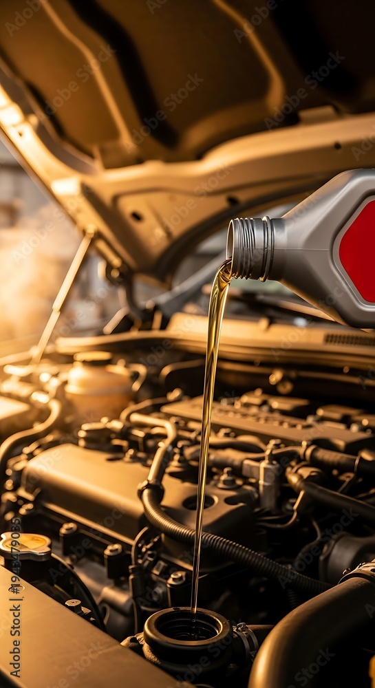 Obraz premium Engine Oil Change - Maintaining Vehicle Performance and Longevity.