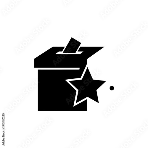 Black ballot box with star symbol.