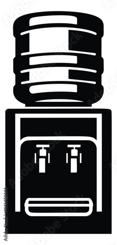 Silhouette illustration of a water cooler dispenser depicting office drinking equipment for business and interior design