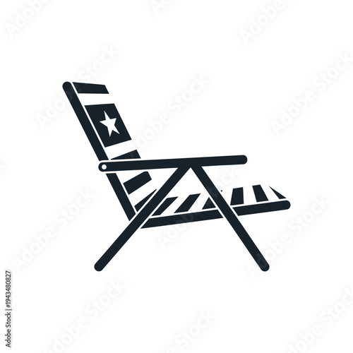 Illustration of a folding beach chair.