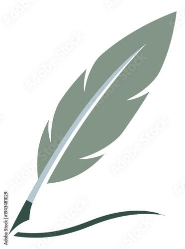 Flat illustration of a quill pen depicting writing and creativity for literary and editorial design