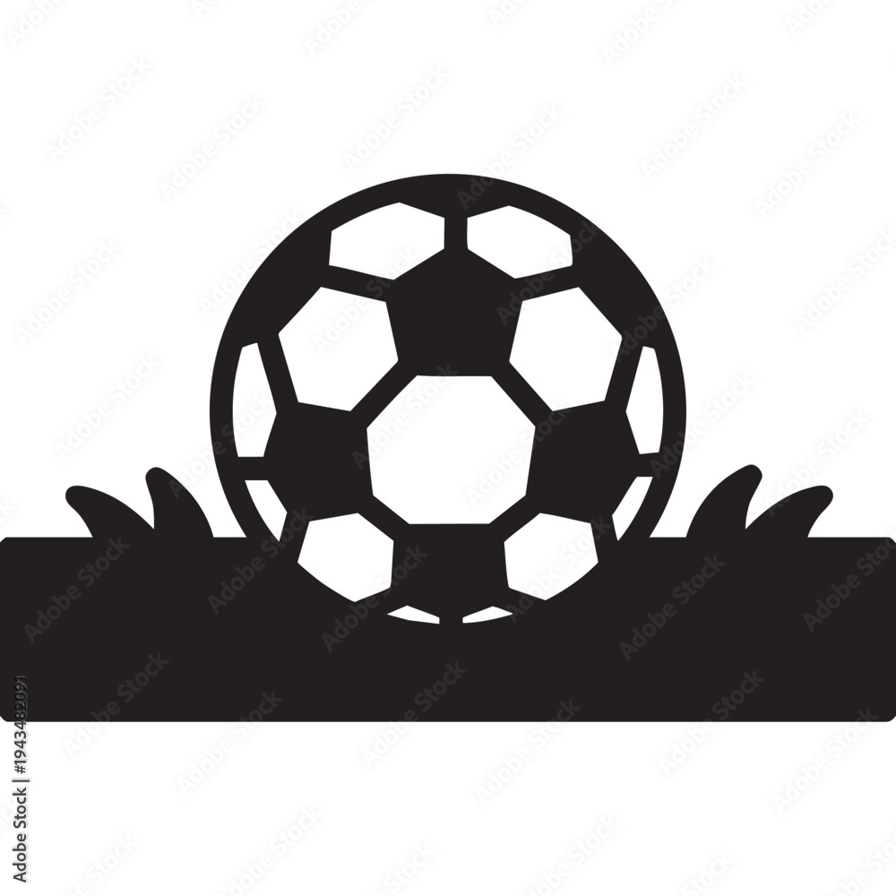 Fototapeta premium A soccer ball sits on green turf in a sports setting with grass.