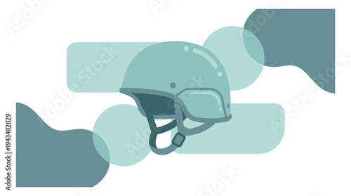 Flat illustration of a ski helmet depicting protective winter sports headgear for outdoor and adventure design