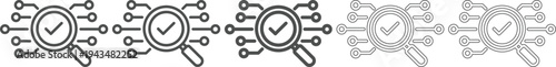 This icon set symbolizes digital security protocols successful data validation or a completed system check indicating a thorough and approved process within a technological framework and it represents