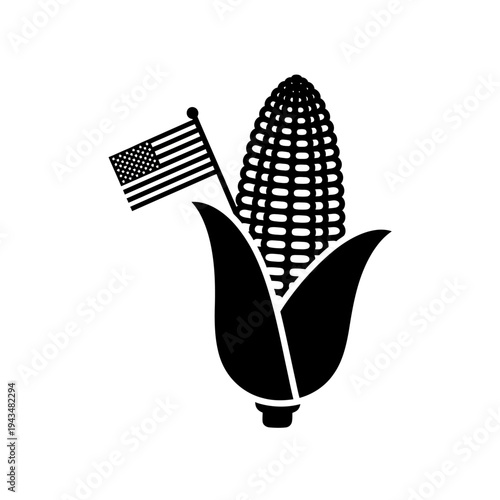American corn icon with flag symbol.