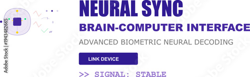 Neural Sync Brain-Computer Interface: Advanced biometric neural decoding system, stable signal technology, future AI connection concept.