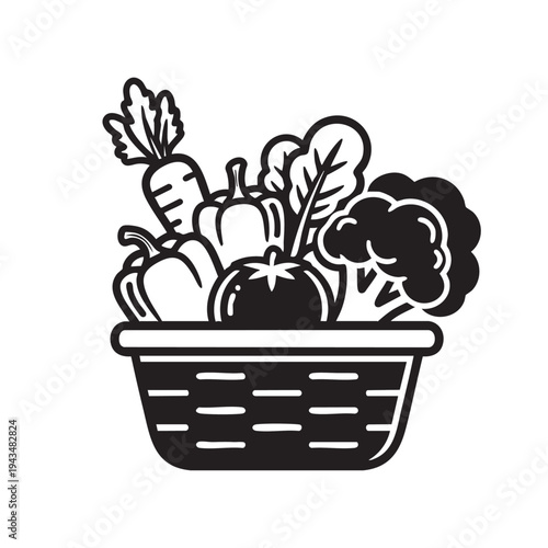 A basket of fresh vegetables on a table indoors