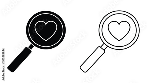 Magnifying glasses with heart shapes
