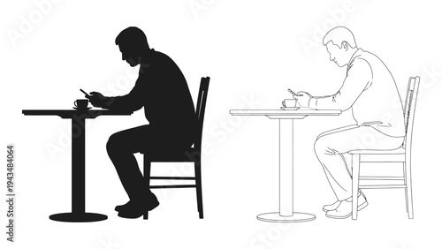 Man sitting at a table and writing something