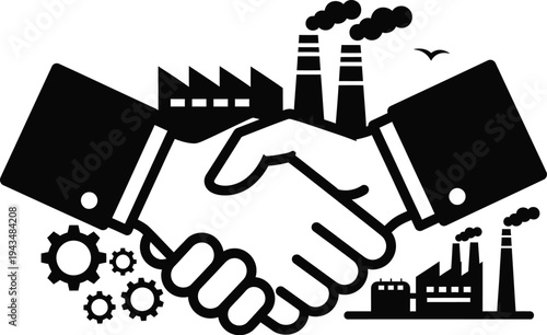 May day labor rights workers unite handshake factory workers