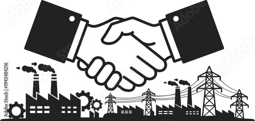 May day labor rights workers unite handshake factory industrial