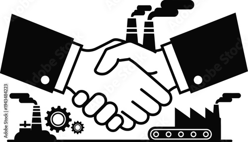 May day labor rights workers unity handshake factory workers