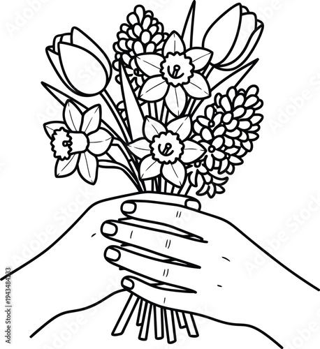 May day flowers in hand illustration