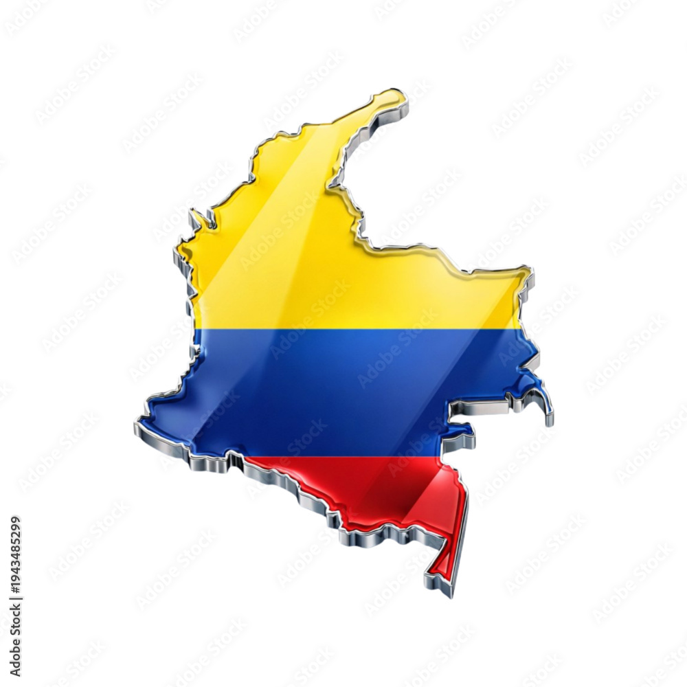 Obraz premium Realistic 3D Colombia Map Glassy Icon