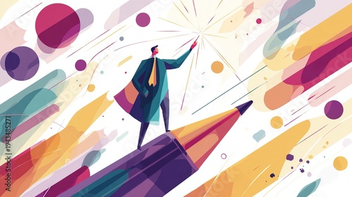 Creative leader with glowing digital pen