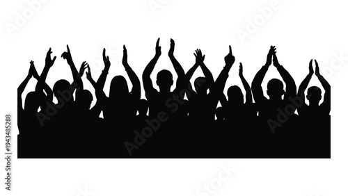 A group of people with their hands raised
