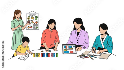 Learning and Growth in Classroom: Educators facilitate children in the learning process, fostering creativity and comprehension through interactive sessions.