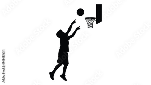 A person in silhouette jumping to dunk a basketball