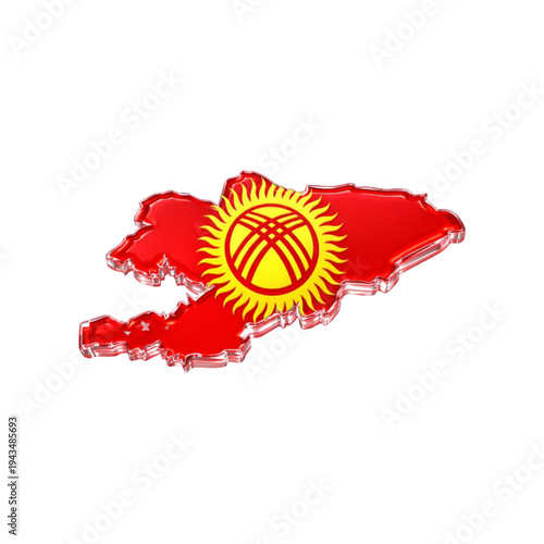 3D Glass Effect Kyrgyzstan Map Icon