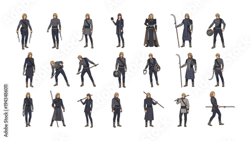 Character Costume Collection: A comprehensive compilation of diverse character costumes, ready for a range of creative storytelling needs, capturing versatility and imagination