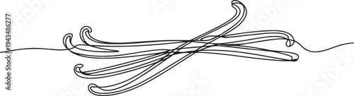 Continuous one line drawing vanilla pods. Herb concept. Single line draw design vector graphic illustration. one line Icon drawing