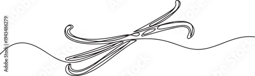 Continuous one line drawing vanilla pods. Herb concept. Single line draw design vector graphic illustration. one line Icon drawing