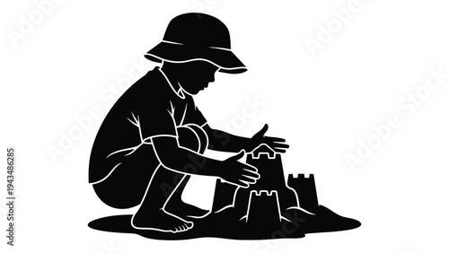 A child building a sandcastle on the beach