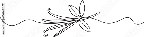 Continuous one line drawing vanilla pods. Herb concept. Single line draw design vector graphic illustration. one line Icon drawing
