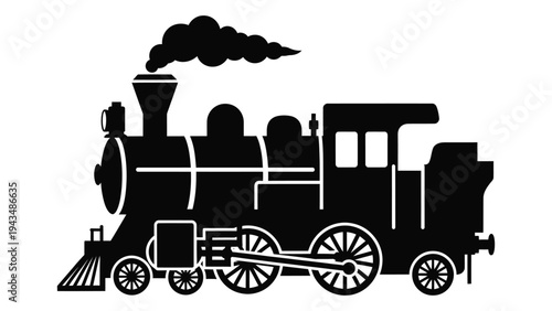 A black silhouette of a steam locomotive train