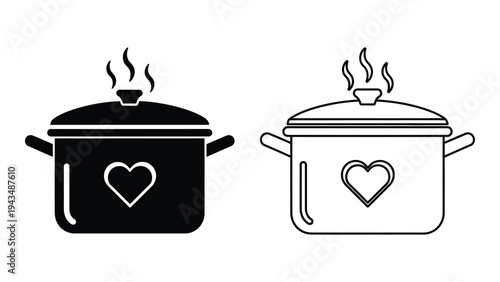 Black and white pots with heart symbols on them