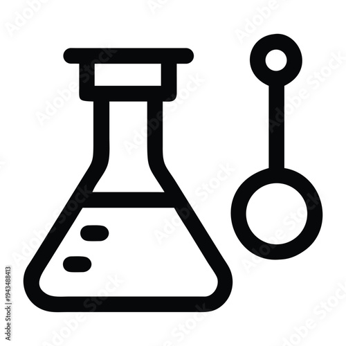 Laboratory flask with dropper tool icon for scientific research and chemistry experiments