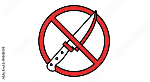 No Knife Symbol Illustration on White Background