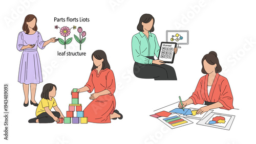 The Joy of Education: The image captures the essence of learning and creativity. A variety of activities, from interactive lessons to artistic endeavors.