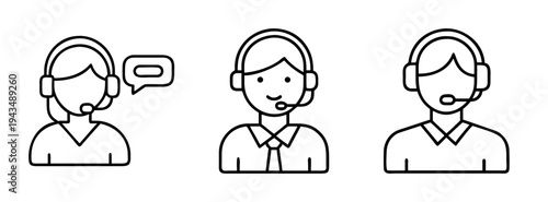 Customer service representatives with headsets vector illustration for call center support and help desk agents