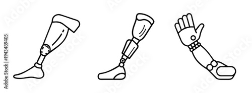 Prosthetic limb vector art: artificial legs and arm illustration for medical use and design needs