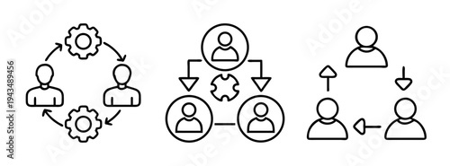Organizational structure and teamwork diagram showing hierarchy and collaboration flow chart design vector