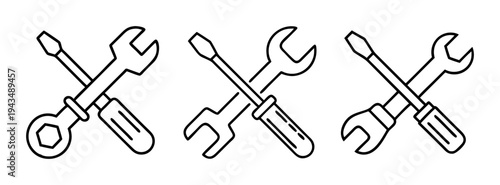 Stock vector image of crossed wrench and screwdriver tools for repair and maintenance work shop