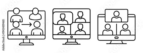 Online meeting conference call vector icon illustration for business communication and teamwork 90